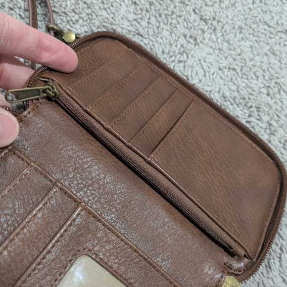 The Sak Brown Leather Crossbody Wallet Embossed Design - Picture 15 of 16